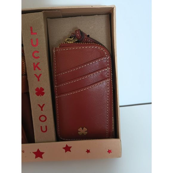 Lucky Brand Crossbody bag with Card Case and Keyring 100% Genuine Leather Brown - Picture 2 of 7